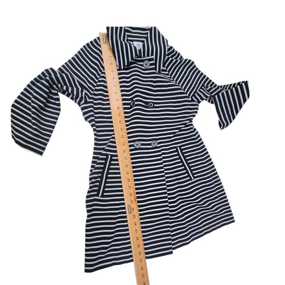 Cabi Womens Striped Double-Breasted Coat Blue White Nauticle Preppy - Picture 13 of 16